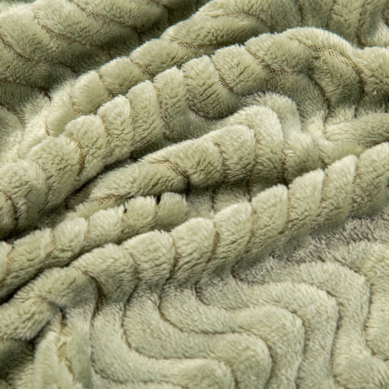 Wholesale Customized Logo Wavy Shape Jacquard Knitted Flannel Plush Fabric for Home Textiles Bedding Blanket