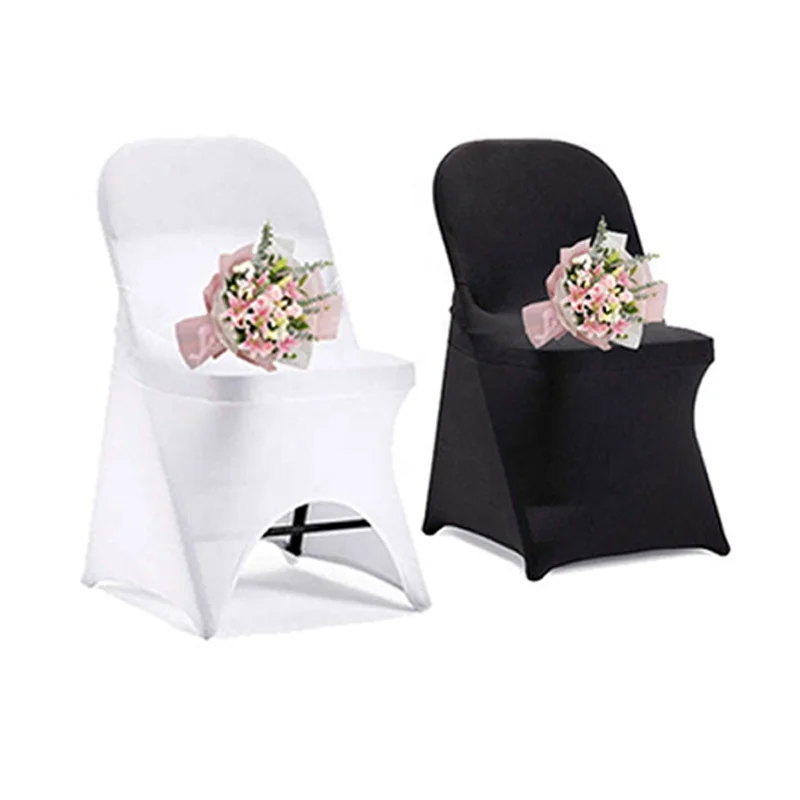 Wholesale Spandex Folding Seat Cover Black White or Ivory Folding Arched Chair Covers Wedding Reception Stretch Chair Cover JM