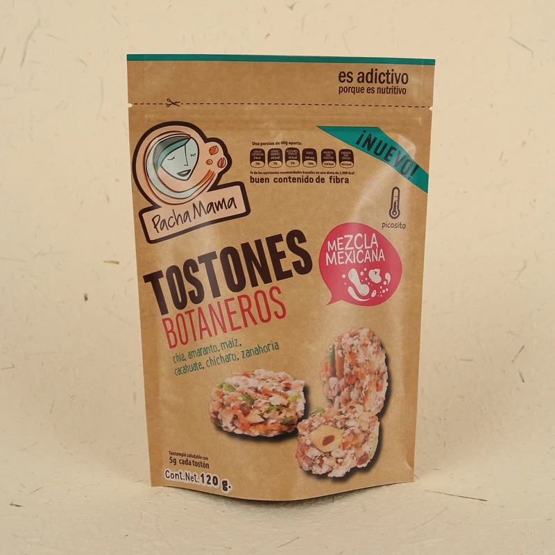 Factory Price Kraft Paper Bag stand up pouch food grade Gravure Printing Yellow Zipper Top aluminum foil stand up pouch