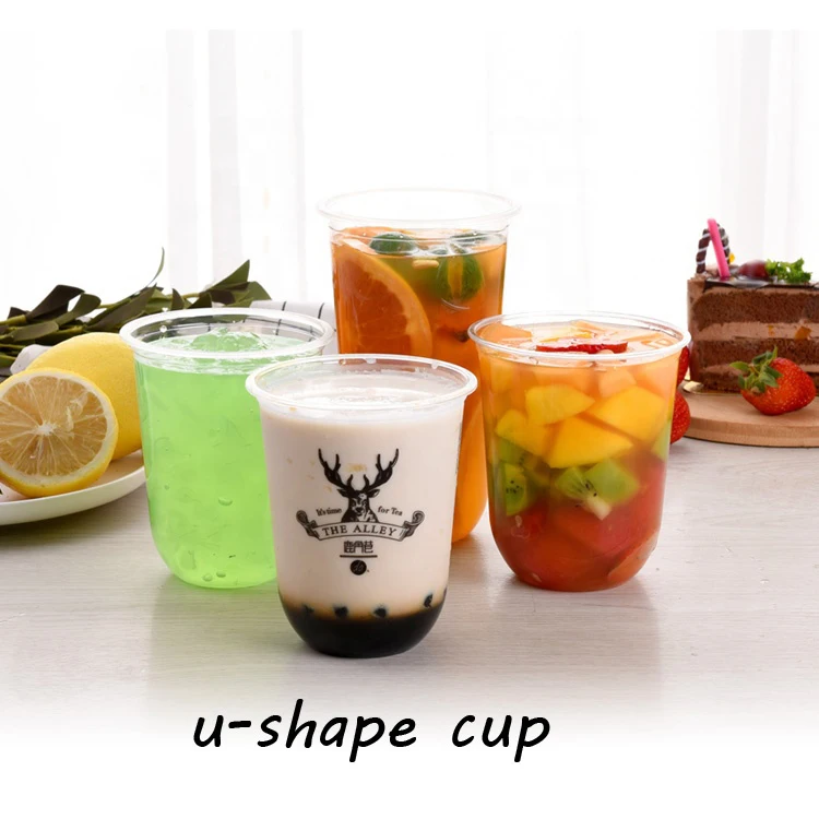 Пользовательский логотип 360 мл 500 мл 700 мл Прозрачная Круглая Нижняя U-образная пластиковая чашка Boba Custom