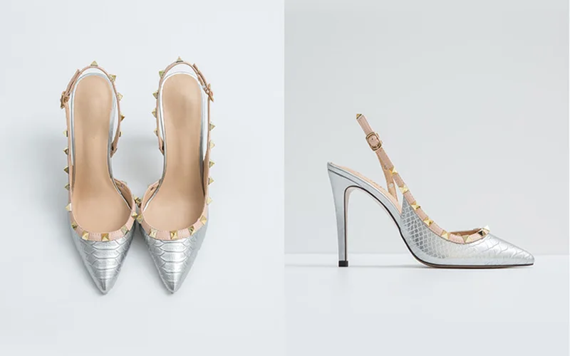 Fashion Sandal Heels 2022 Snake Print Heel Women Studded Sandals Beautiful Pencil Nude Heels