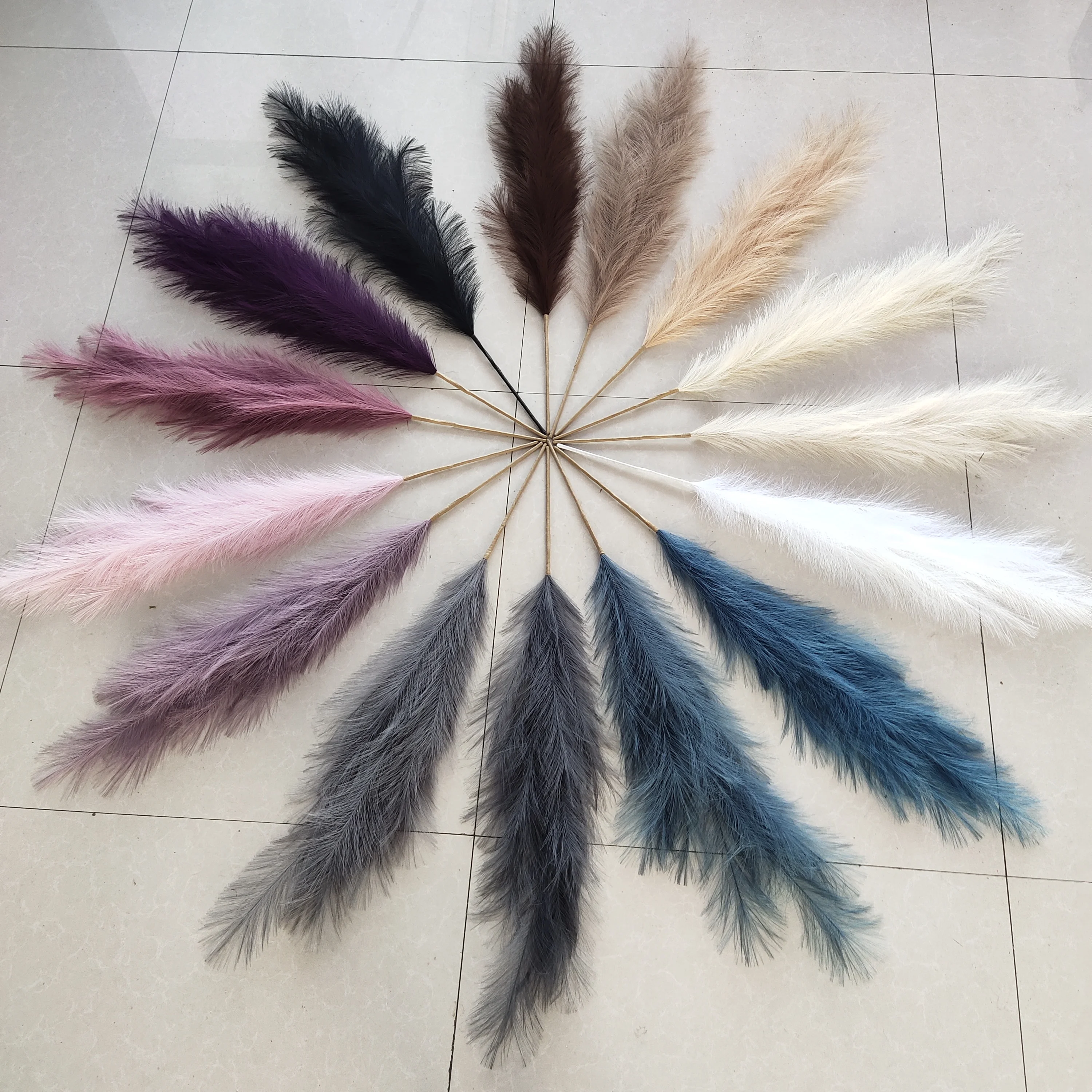 New package 43 inch 110cm brown black purple pink White decor bouquet large fluffy fake pampas grass artificial