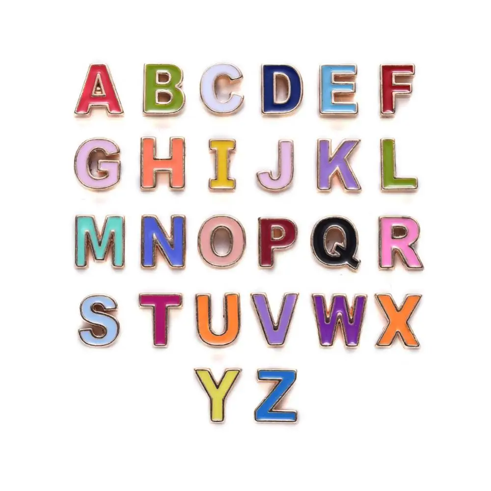  in bulk zinc alloy alphabet letter enamel beads diy jewelry making 10x9mm Hole: 1.4mm