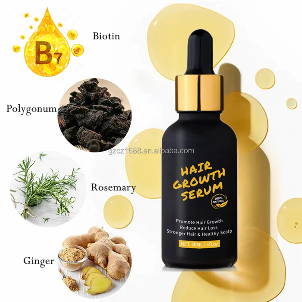 Customize Logo Biotin Human Hair Growth Serum Treatment Prevents Hair Loss Thinning Natural Ingredients Moisture The Scalp