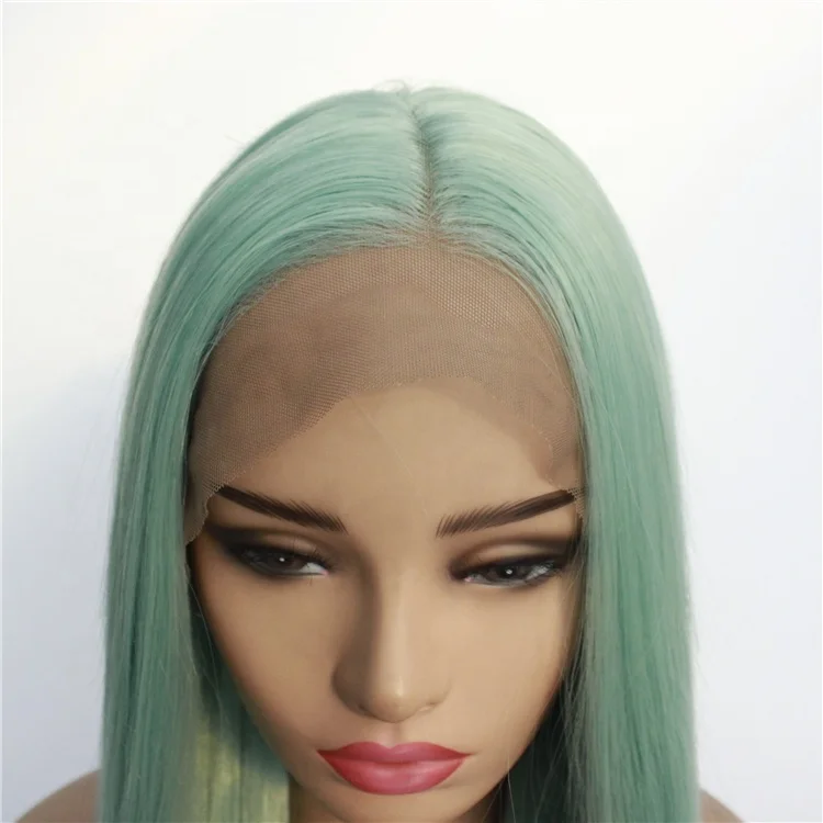 Mint Green Long Silky Straight High Quality Heat Resistant Lace Front Wig