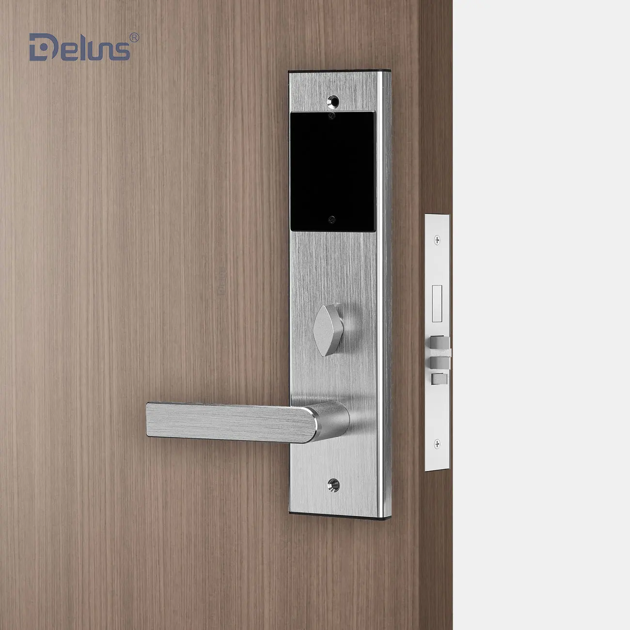 Deluns Rfid Hotel Lock System, Wireless Card Electronic Door Handle Lock, Networking Hotel Door Lock Smart System Price