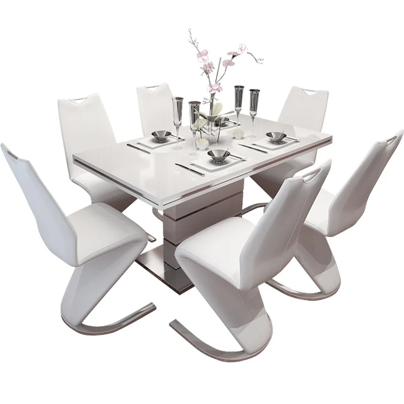
Free sample room furniture square tempered glass dining table set 6/8/12 chairs 