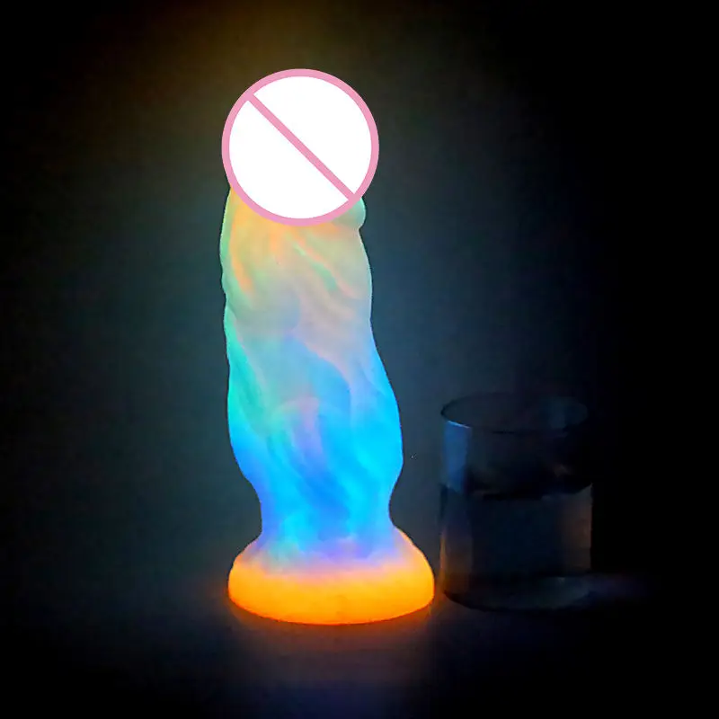 9 Inch Luminous Glow in The Dark Male Dildo Large Big Huge Sex Toy for Women
