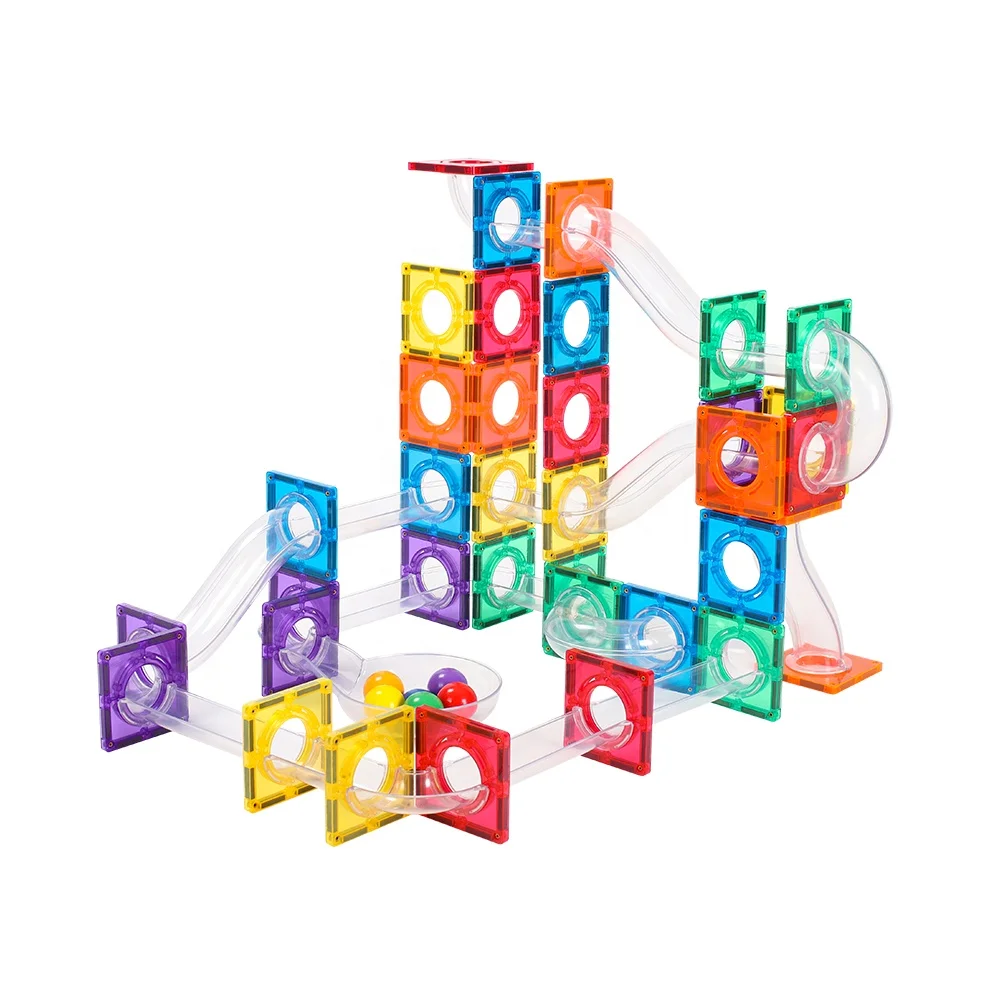 New arrival stem DIY magnetic tiles marble run toy magnetic tiles 3d kid learning games educational toys
