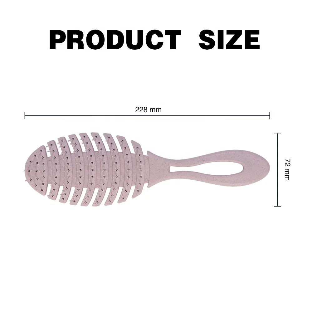 Degradable 2020 New Design Essential Eco Wheat Vent Hair Brush For Curly Hair