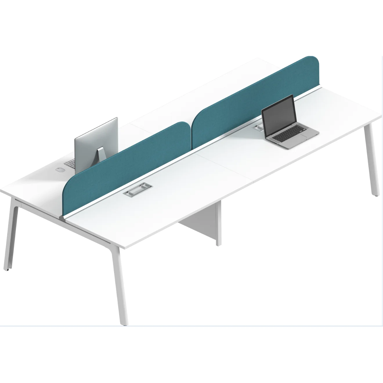 
one and two person using open office long reception nurse station display table live training class student table with panel 