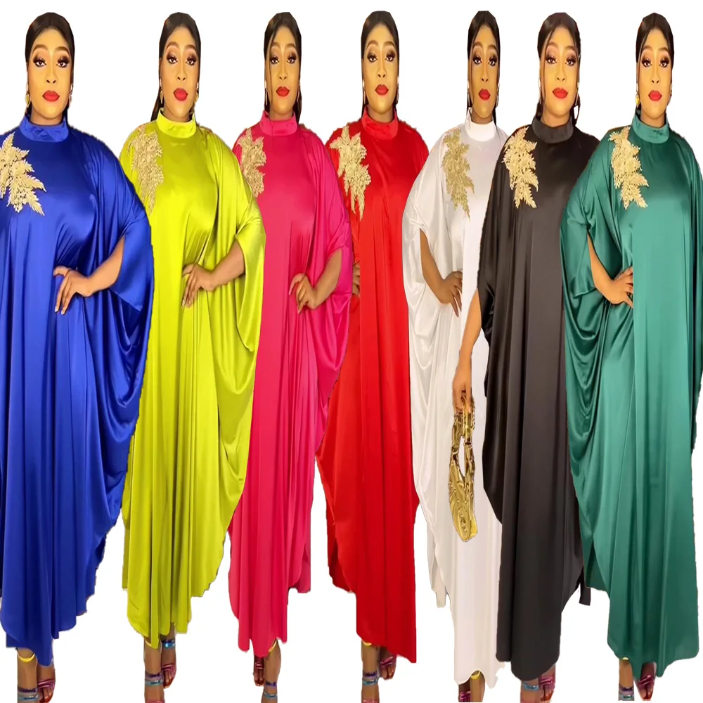 High Quality  East African Clothing rayon African Bazin Embroidery Design Dress Rhinestone embroidery ghana dress styles