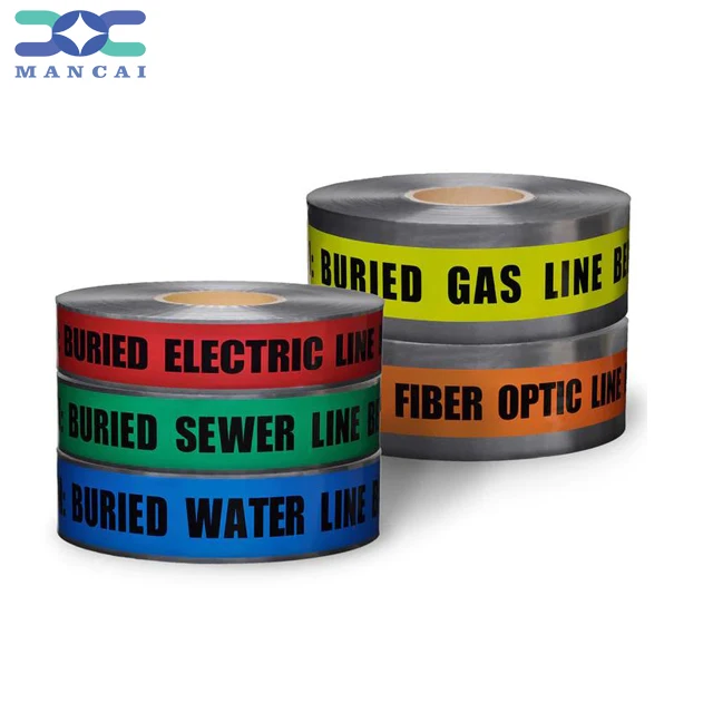 Factory Price Aluminum Foil Underground Detectable Caution Electric Cable Warning Tape for Buried Gas Electrical Wire Gas Line