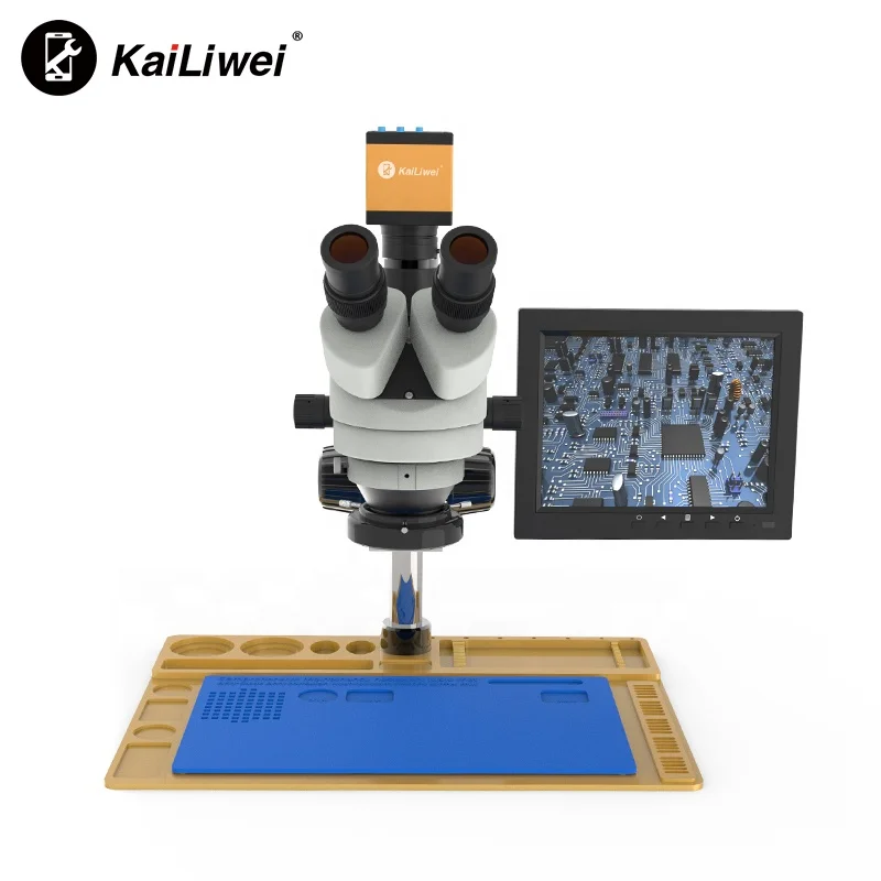 7X-45X Continuous Zoom Metal Base Trinocular Stereo Zoom Microscope Sets With 14MP Camera For PCB Board Soldering