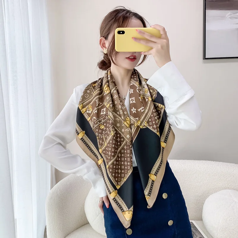 Женские 90 см сатиновый платок; Шелковый как волосы шарфы и Обертывания платок для сна