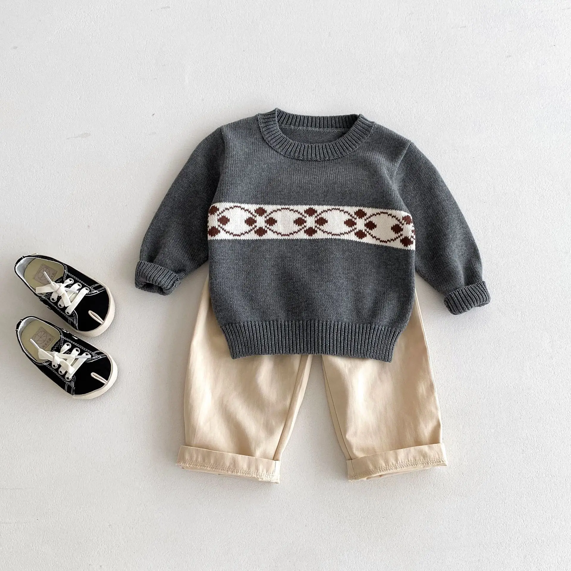 Baby clothing Autumn Korean cotton sweater autumn and winter soft waxy jacquard long-sleeved pullover knitted sweater