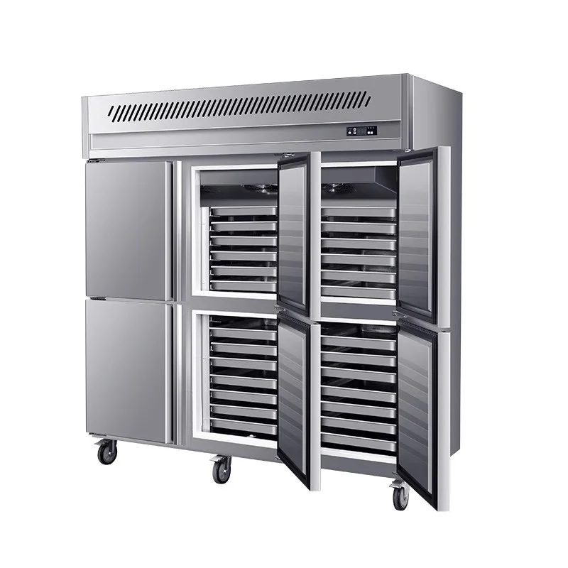 Commercial Four-Door Freezer Large-Capacity Stainless Steel Restaurant Rear Kitchen Double-Temperature Refrigeration Equipment