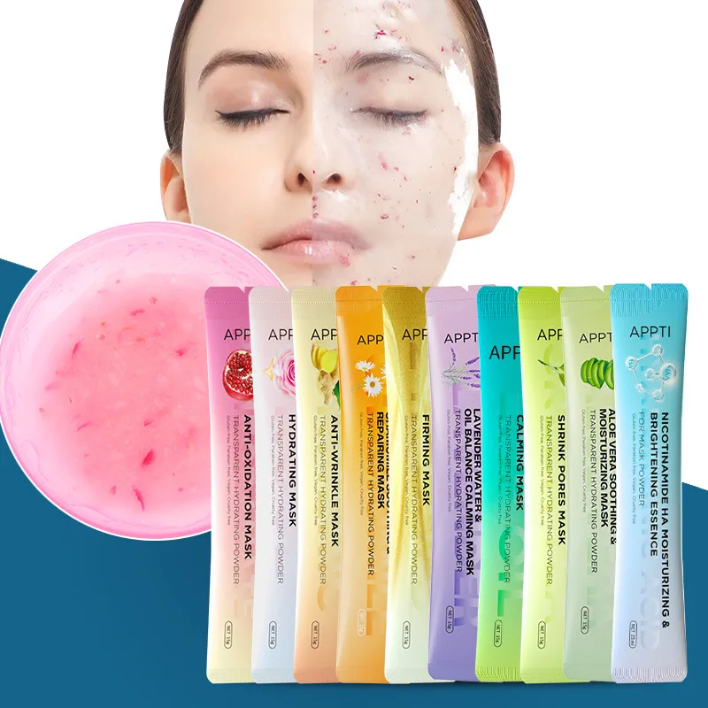 Custom Logo Hydrogel Mask Collagen Rose Hyaluronic Acid Soft Masks Powder Anti Aging Wrinkle Peel Rubber Face Serum Mask