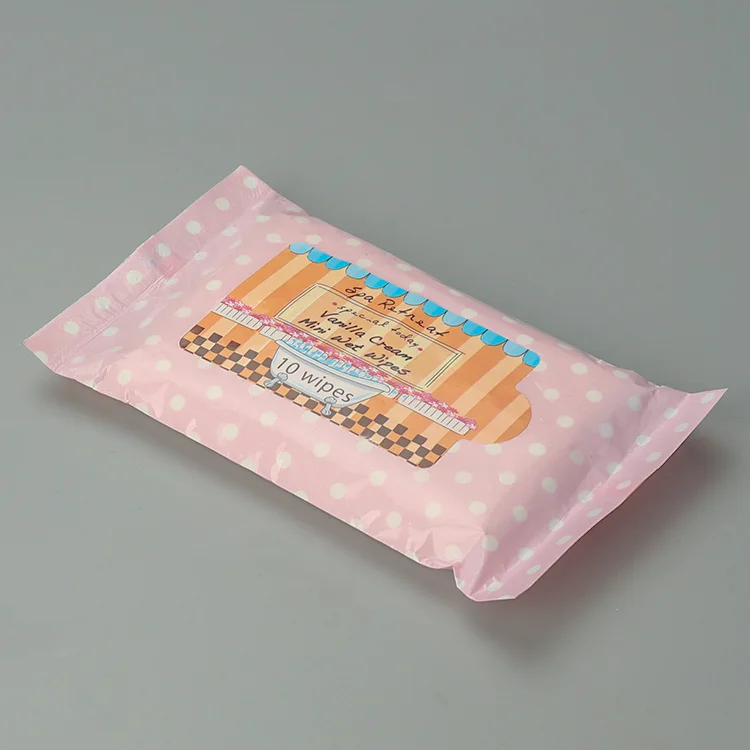 vanilla cream 10pcs cleaning mini wet wipes spa wet tissue