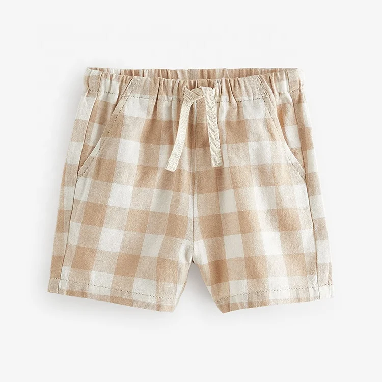 Latest Fashion Casual Checkers Summer Knitted Jogger Baby Toddler Shorts For Kids Shorts