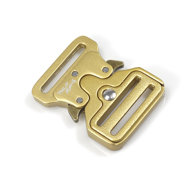 Wholesale Free Custom Logo 1.5 inch Gold Colors Metal Quick Release Buckle For Tactical Belt Fashion Wear Carabiner