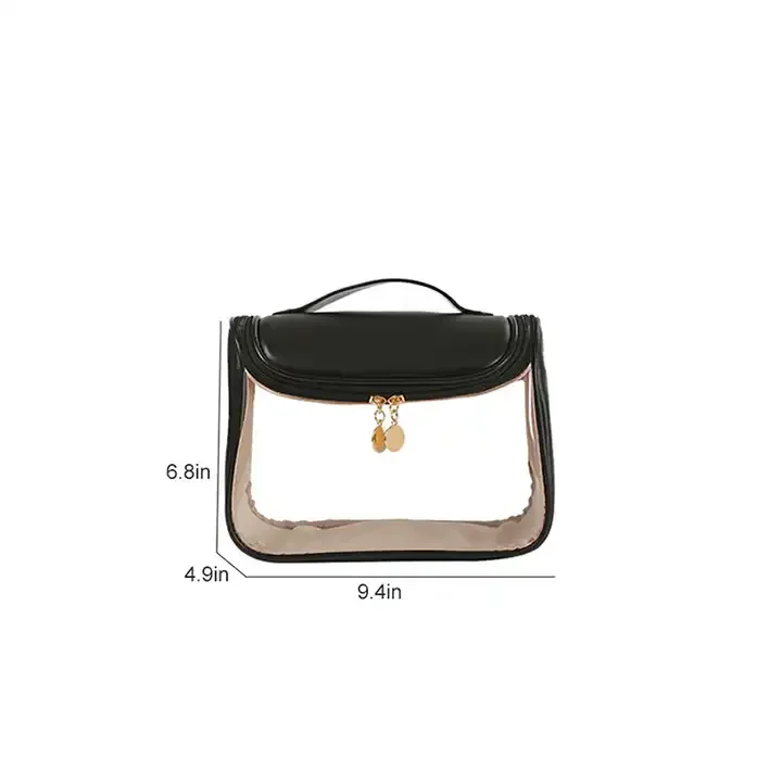 Luxury PVC Cosmetic Bag Lady Washbag PU Makeup Storage Bag PVC Clear Travel Hanging Bag
