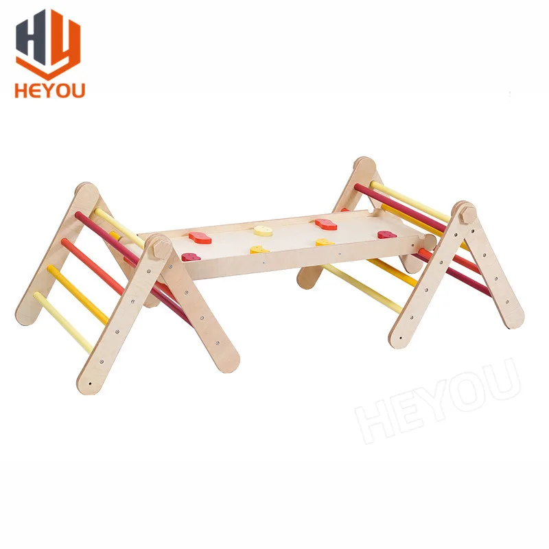 Convertible Kids Wooden Climbing Triangle Folding Large Climbing Frame Play Gym Toddler Montessori Indoor Playground