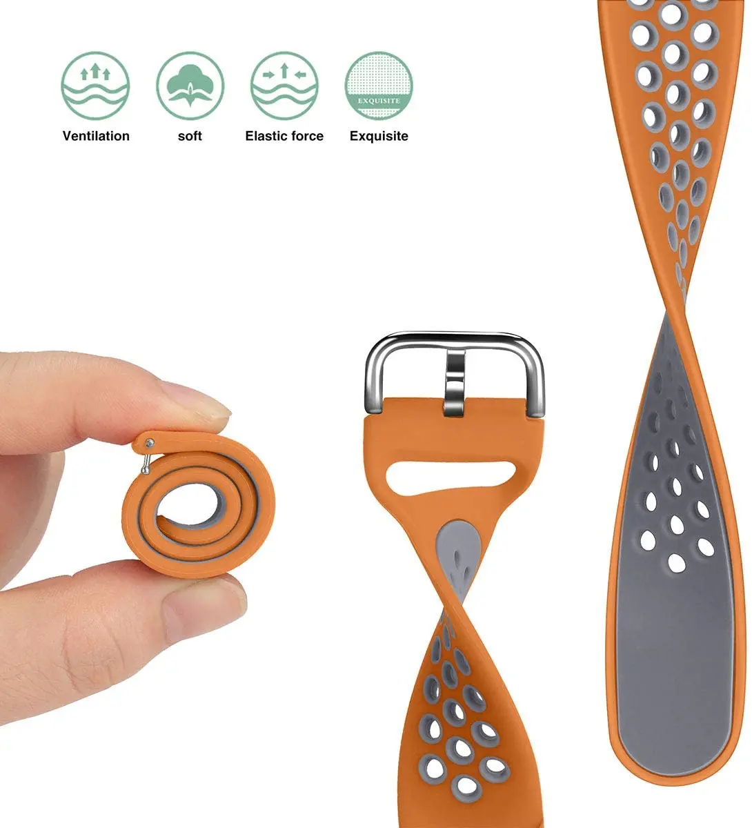 Colorful Breathable Silicone Straps 20mm 22mm Replacement Straps for Samsung Galaxy Watch Amazfit GTS 2 3 Silicone Watch Band