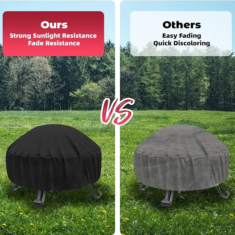 22-34 Inch Heavy Duty Oxford Fabric Fire Pit Cover Waterproof Patio Outdoor Fireplace Cover Full Coverage Fire Furniture Covers