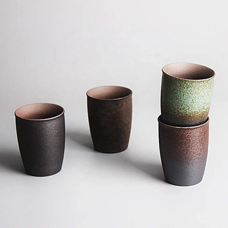 
Amazon Hot Selling Retro Nostalgic Klin Coarse Pottery Mug Ceramic Matte Straight Tea Cup 