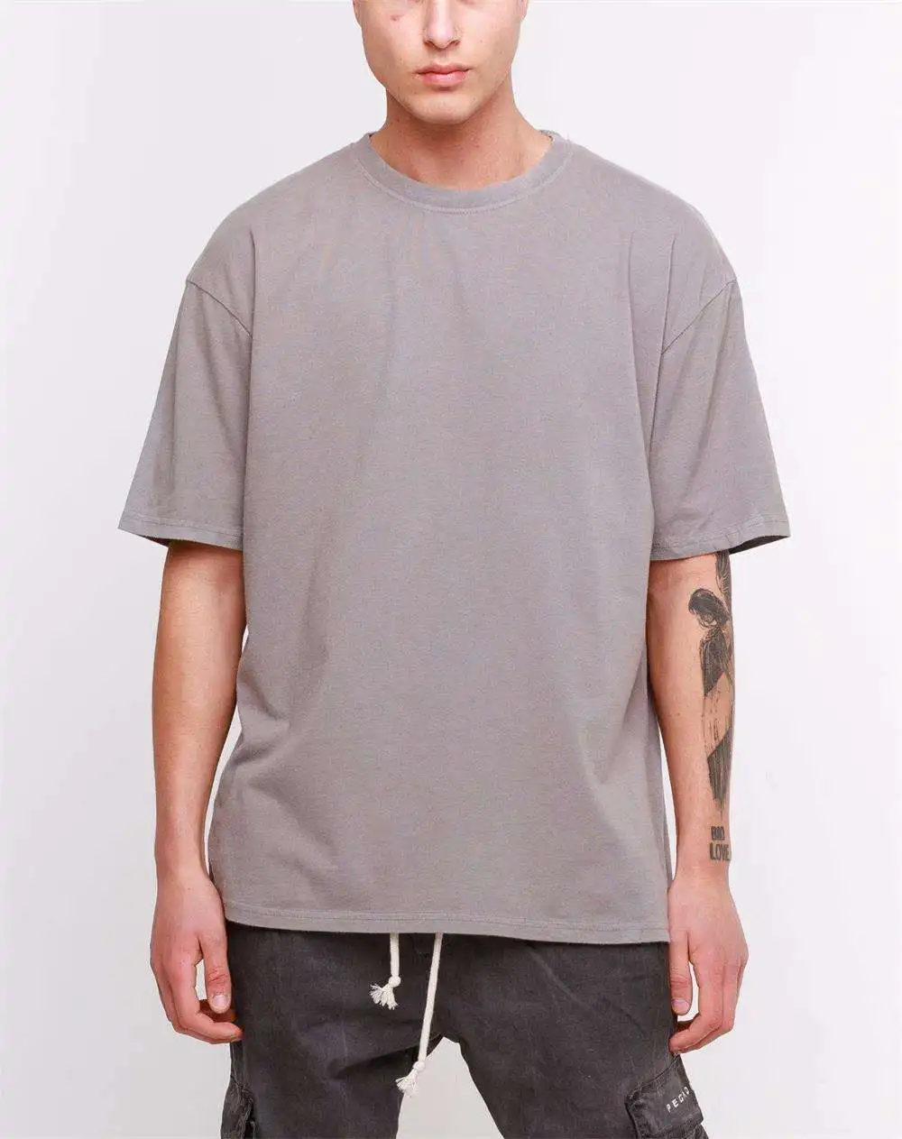 Customize Black Streetwear Letters Screen Printing T-shirt Organic Cotton Graphic Heavyweight Slim Fit T Shirts For Men