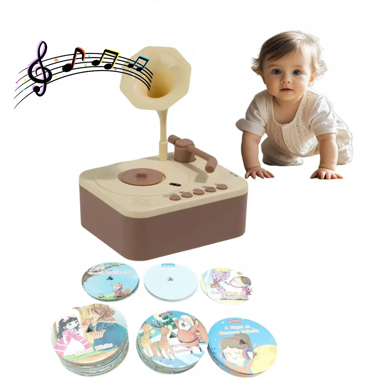 Unisex Kids Music Player Toy Early Childhood Education Gramophone Phonograph Story Machines for 2-4 & 5-7 Years Made of Plastic