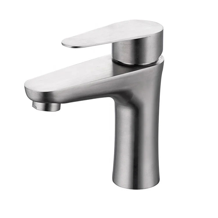 high-quality single cold basin water taps 304 stainless steel bathroom sink faucet single hole single handle basin faucet