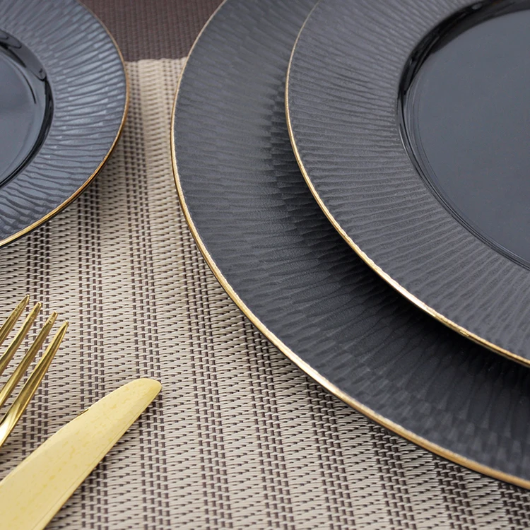  Top Choice Event Black Dinner Set Plates Ceramic P&T Porcelain Tableware Customized Private