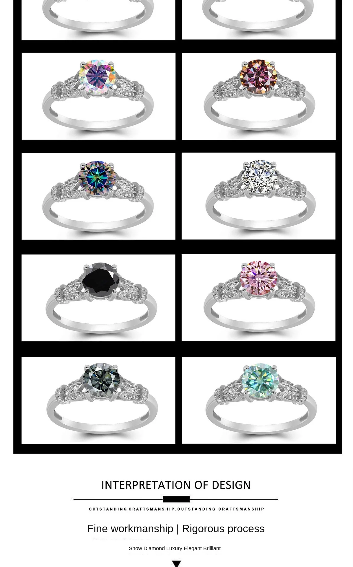 8 Adodo Hot Sale anti tarnish jewelry 3Carat Colorful Vintage Design S925 Sterling Silver moissanite ring 9ct for birthday gift