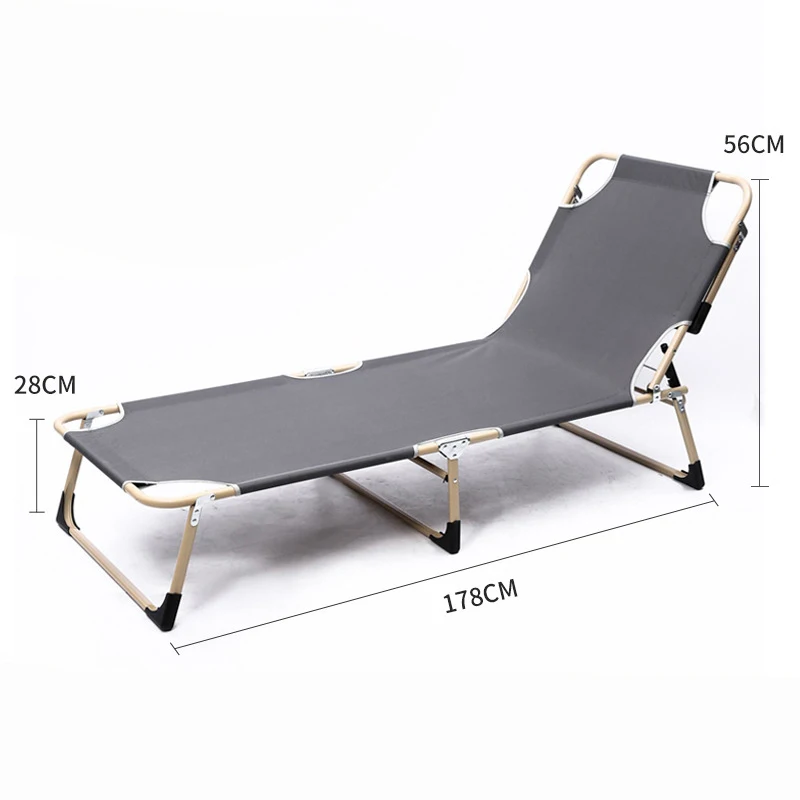 OEM Customized Logo Folding Single Bed With Cotton Mat Portable Chaise Lounge Chair Indoor Outdoor Furniture Folding Iron Bed