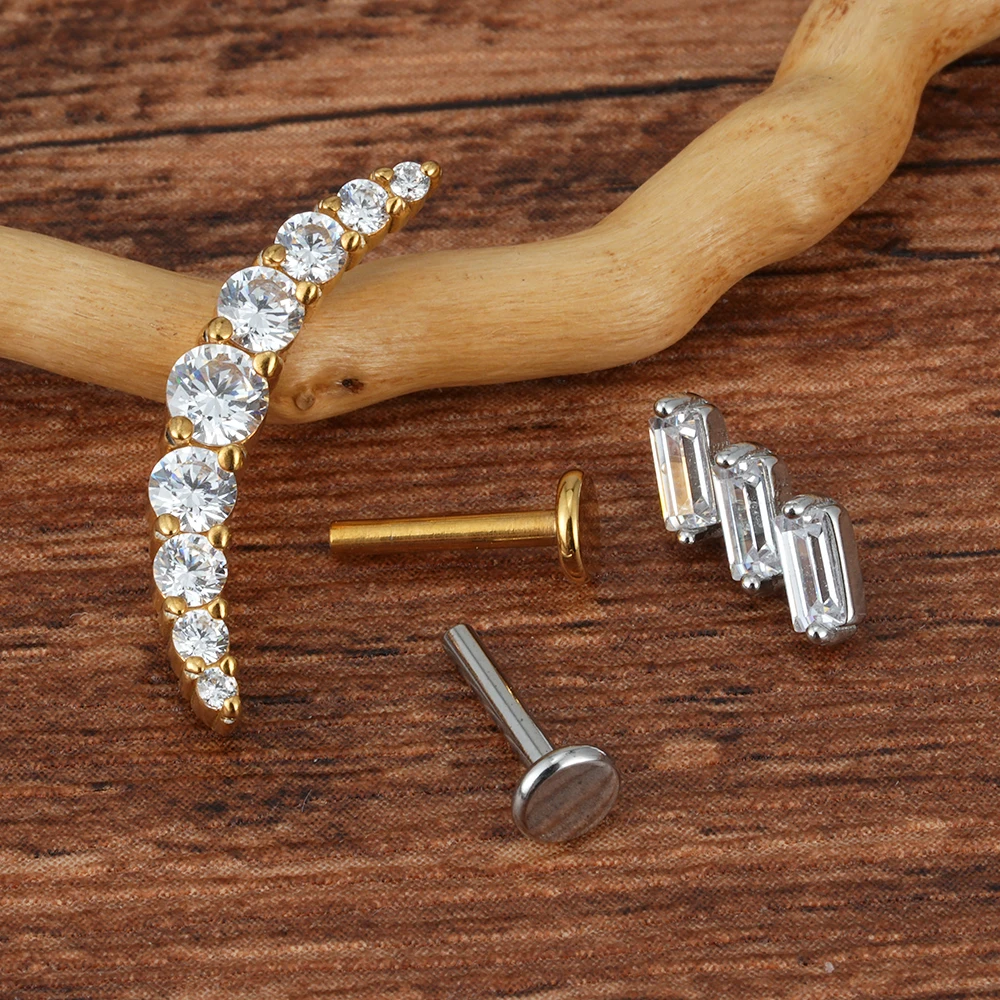 Wholesale Custom Stainless Steel Piercing Jewelry Prong Setting Zirconia Women Accessories Cartilage Earring Piercing