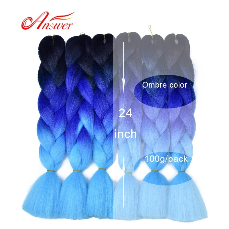 24 Inch 100g Jumbo Braiding Hair Pre Stretched Ombre Color for Box Twist Braids Hair Afro Synthetic Hair Extension