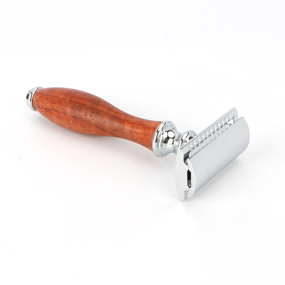 Reusable metal safety razor for Wooden handle Eco friendly double edge razor stainless steel razor blades