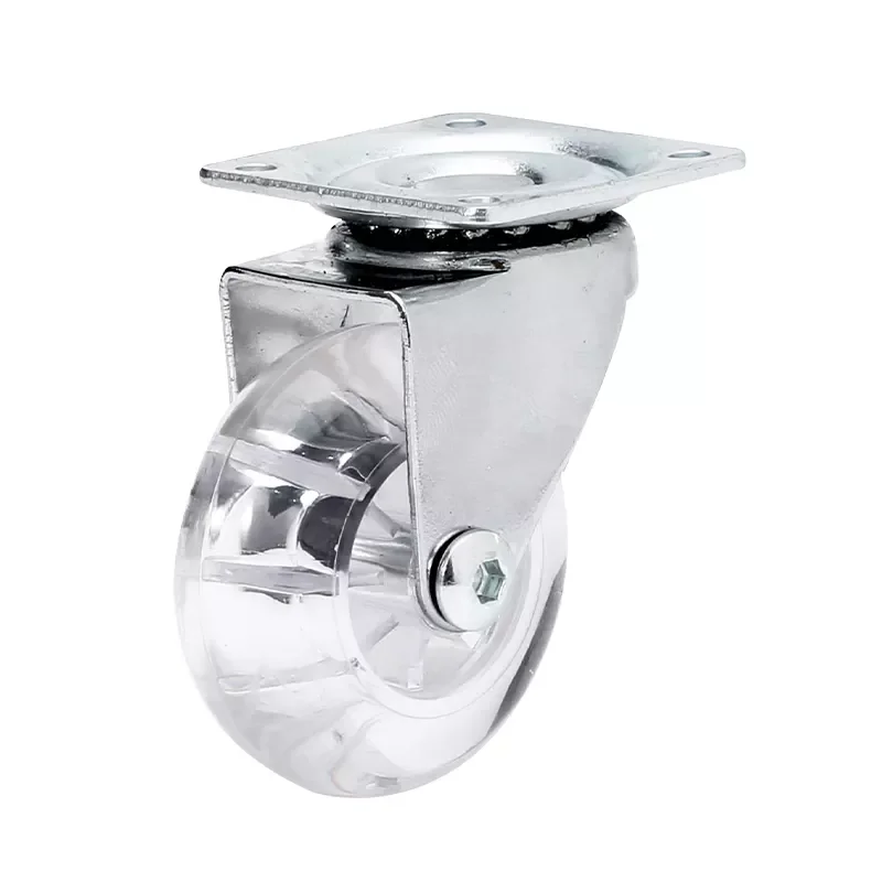 1.5in/2in/3in Transparent Caster PU Clear Furniture Wheel Swivel Threaded Stem Caster