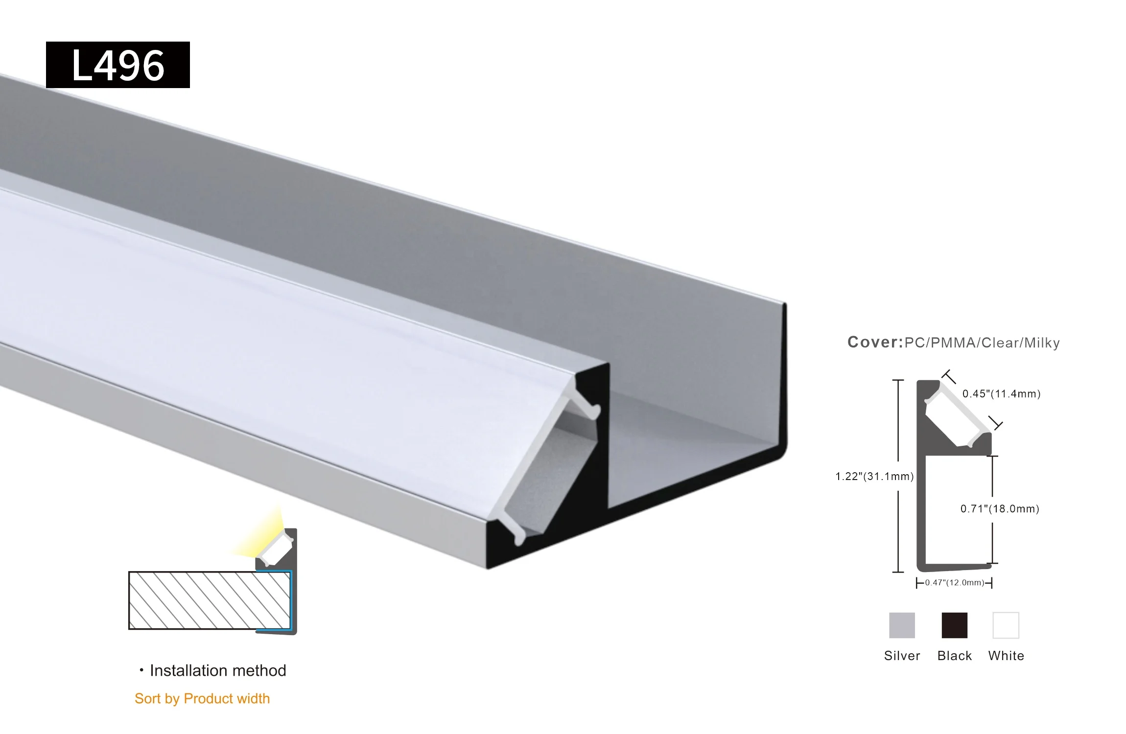 For Led Strip Lighting Extrusion up and Down Flexible Led Strip Lighting Parts Led Aluminium Profile
