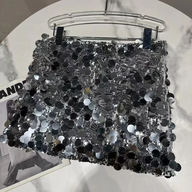 2-15 Years Girls Bright A Line Silver sequin Skirt dress Girls Voyage Paillette Mini Skirt