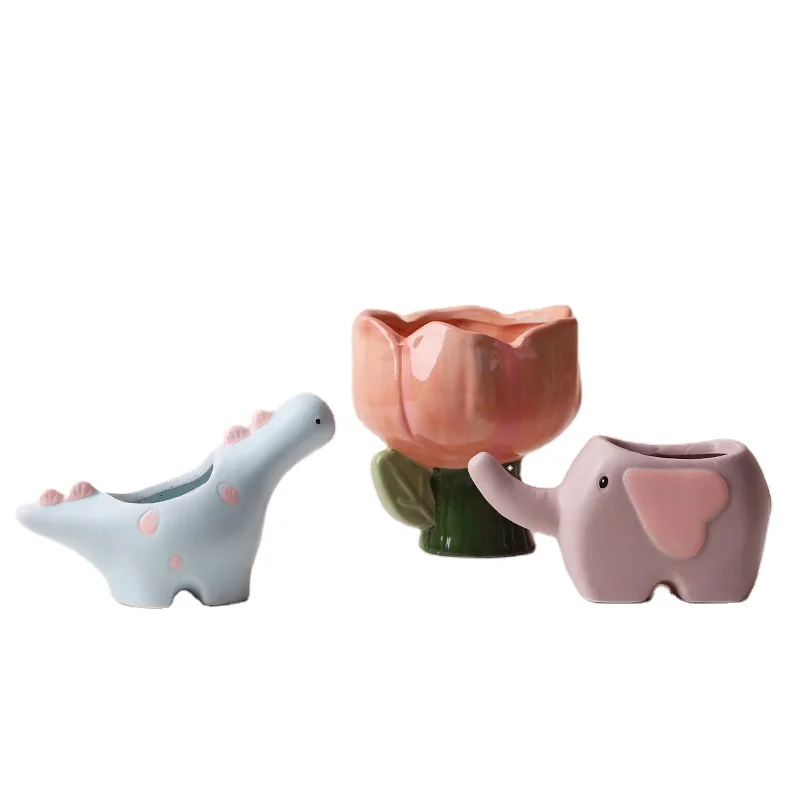 Succulent Pots Ceramic Succulent Dragon Pots Ceramic Small Flower Pot Animal Shape Cute  for Succulents