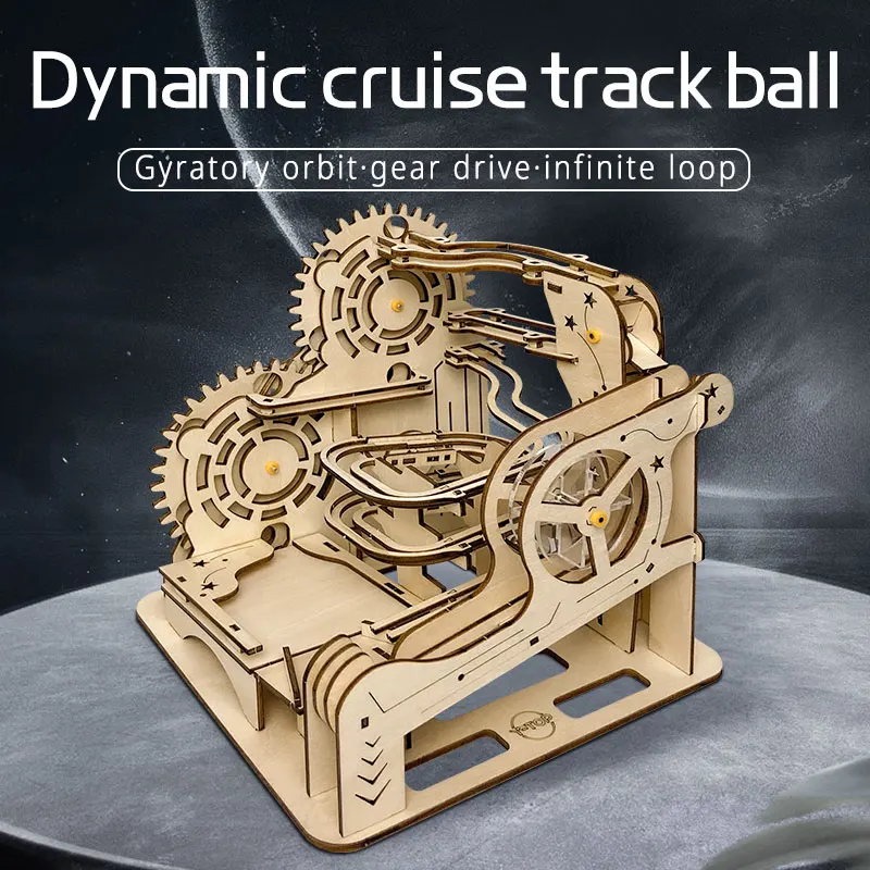 Handmade Assembly Mechanic 3d Marble Run Wooden Puzzles Educational Toys Track Ball Game Transmission Model for Kids Learning