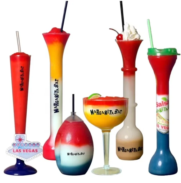 customize 24/32oz Long neck vasos-plasticos-daiquiri souvenir cup stadium fiesta custom plastic tall slush yard cup with straw