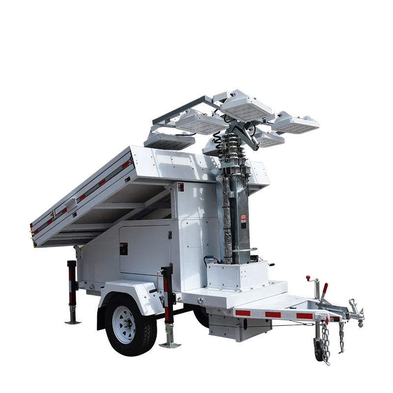 Large Capacity High Brightness Portable Solar Movable Trailer For Parking Lot For Construction Site Lighting Tower Lighthouse