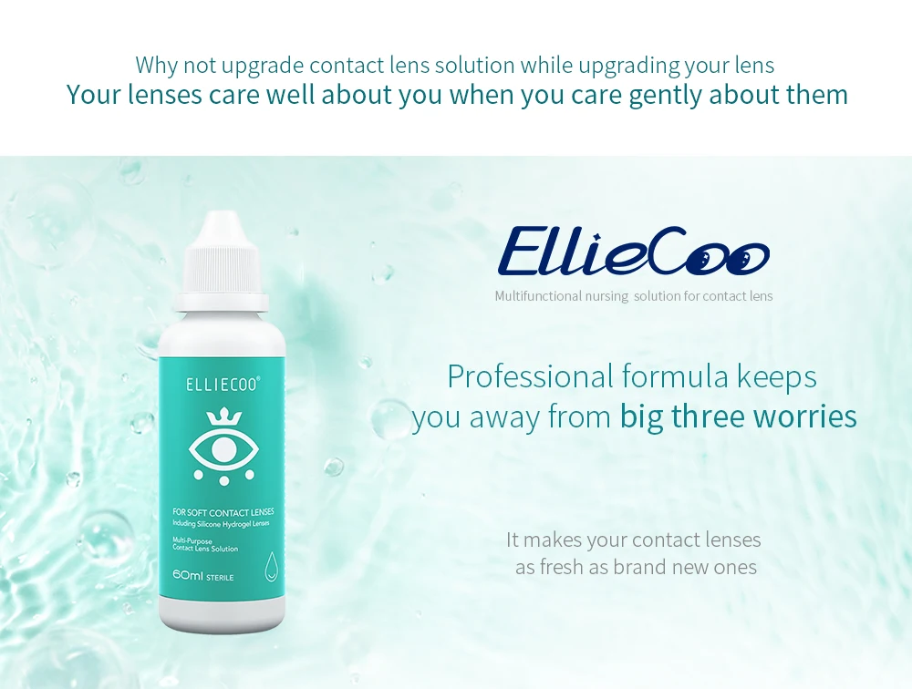 EllieCoo Soft Contact Lens Care Products Cleaning Sterilization Potion Contact Lens Care Solution