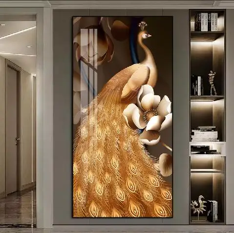 Customized Decoration Painting White Bird Chaofeng Peacock Porcelain Porcelain Painting 2022