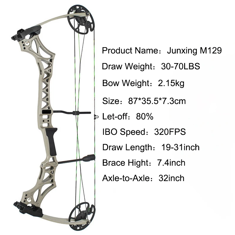 M129 Metal 30-70 Lbs Pulley Compound Bow Slingshot Hunting Bow and Arrows Compound Bow