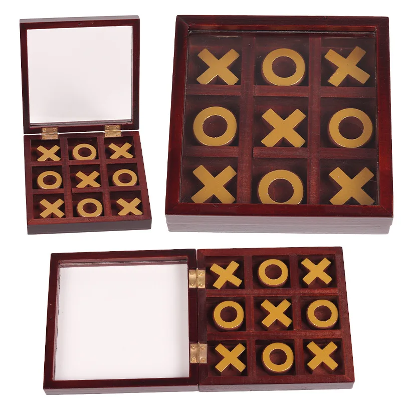 Деревянная игра Tic-Tac-Toe деревянная настольная из твердой древесины